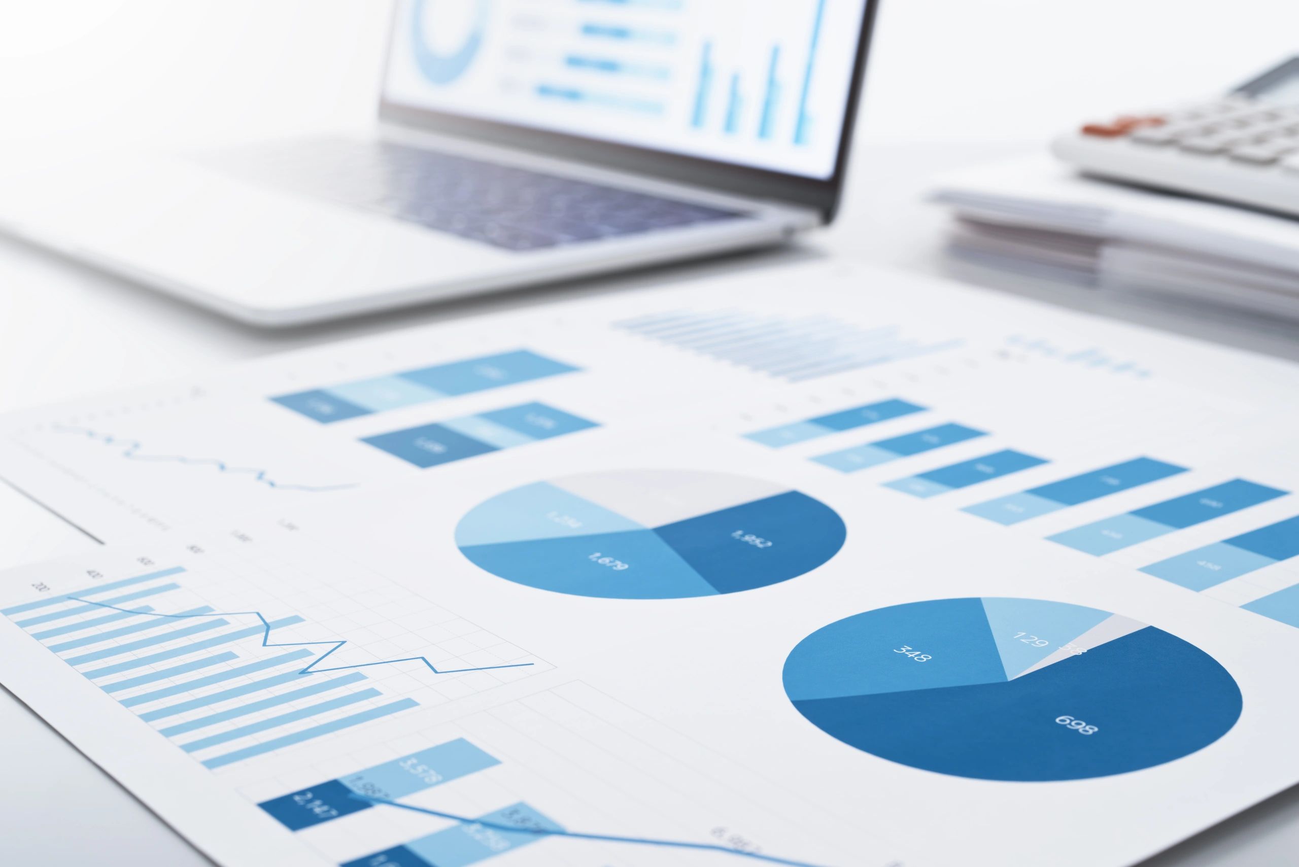 Business reports and dashboard displayed on a laptop for bookkeeping review
