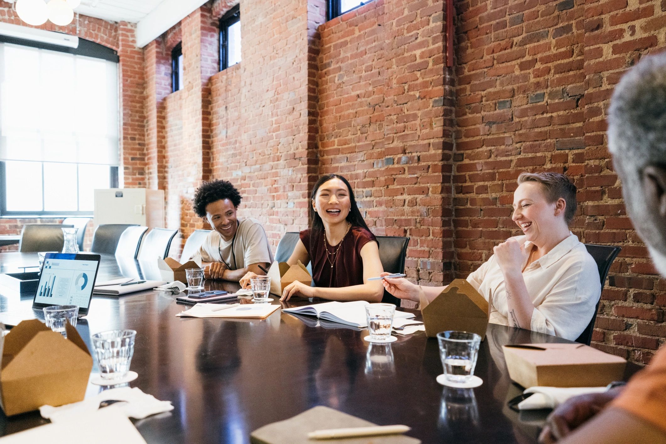 Business team in a collaborative boardroom setting